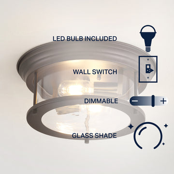 Lauren 13.25" Metal/Glass LED Flush Mount